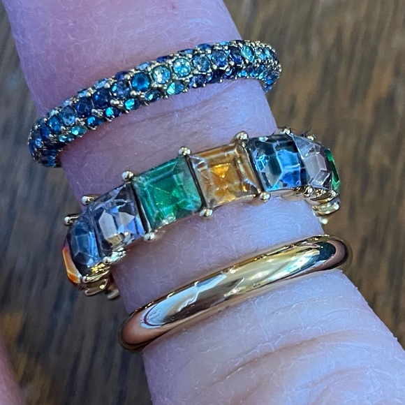 J Crew Trio Ring Crystal Multi-Metal Stacking Ring Set - Picture 5 of 7